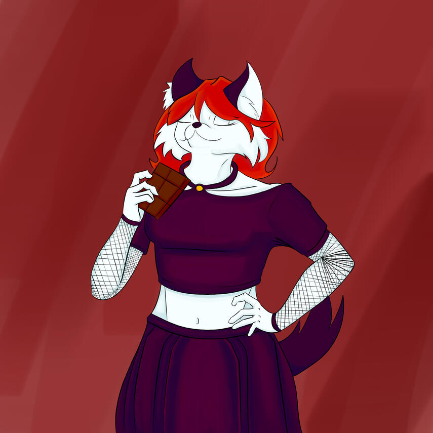 Lobinha Eating Chocolate